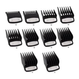 10-Piece Clipper Guard Set, Black Professional Clipper Guard Set Compatible with Most Wahl Clippers (1.5-25mm), Premium Close Cut to 1-Inch,Black