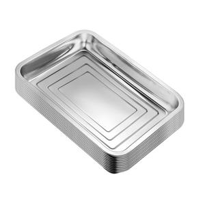 RooTrimmer 10 Pack Stainless Metal Trays, Stainless Steel Seed Starter Carry Tray for Nursery Seedling Pots Water Collection Transplantation (10.63 inch×14.17 inch, 1.18" Height)