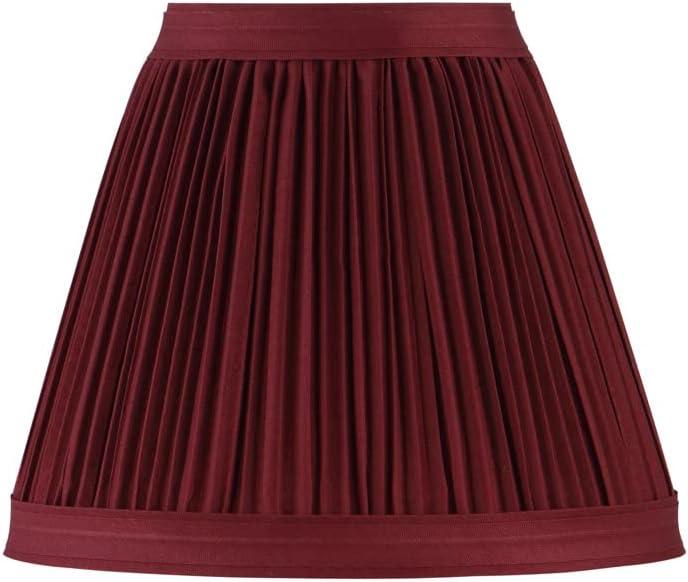 Aspen Creative 33124 Small Pleated Empire Shape Chandelier Clip-On Lamp Shade, Burgundy, 3" Top x 6" Bottom x 5" Slant, 3" Top x 6" Bottom x 5" Slant Height