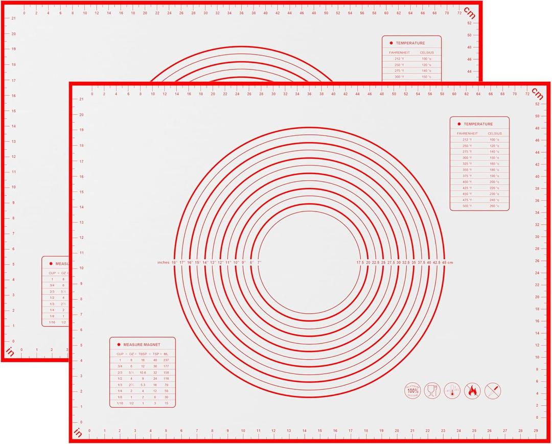 BlueBark 2 PCS - 24"L x 16"W Non-stick Silicone Baking Mat for Pastry & Dough, Sourdough Bread Making Tools, Kitchen Counter, Cooking Enthusiasts