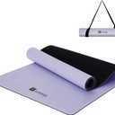 KEEP Rubber Yoga Mat - Professional Sweat Absorbent PU & Natural Rubber. Non Slip Workout Mats for Women & Men, 5mm Thick, 74"x26" Extra Long Wide Pad for Hot Yoga, Pilates, HIIT, Home Gym - Strap Included