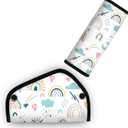 Kid'S Seat Belt Cover Pad, Neck & Abdomen Cushion For Children- Soft And Breathable Straps Cover Support For Booster Seat, Strollers, And High Chairs | Hypoallergenic Travel Accessory, Rainbow