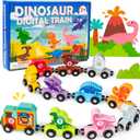 Magnetic Wooden Dinosaur Train Set, Montessori Toys for Toddlers, Preschool Educational Magnetic Dinosaur Toys and Number Train, Learning Activities Holiday Birthday Gifts for Kids Ages 3-5