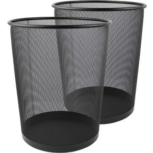 Waste Basket | Metal Wire Mesh Bin | Pack of 2 | Lightweight & Stylish | Ideal Trash Can for Home & Office Waste | 4 Gallon (Black)