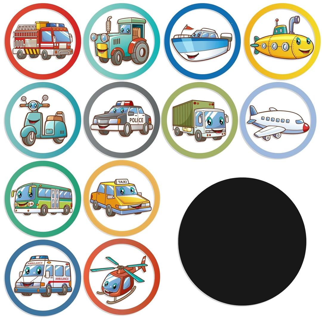 Geyee 24 Pcs Potty Training Stickers Potty You Pee on Toilet Reveal Stickers Chart Reusable Pee Decals Color Changing Seat Toilet Targets for Boys Girls Kids Training Use(Vehicle)