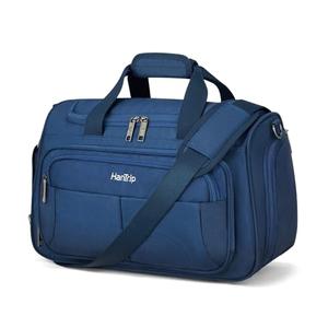HanTrip Carry on Duffel Bag Foldable Duffle Bags for Travel, Under Seat Personal Item Bags for Airplanes, Weekender Overnight Mens Travel Tote Bag for Women Small Softside Carry on Luggage (Blue)