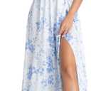 Women's 2025 Summer Maxi Dress Floral Print Split Thigh Cami Strap Casual Boho Beach Flowy Sundress