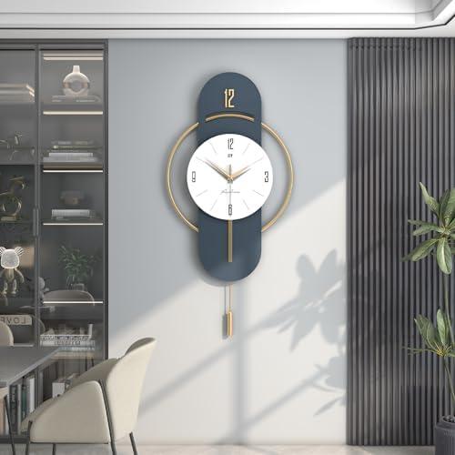 JTWALCLOCK Large Wall Clocks for Living Room Decor Modern Wood Metal Silent Decoration Wall Clock Battery Operated Non-Ticking for Kitchen Bedroom Office Home 16 inch Clock Wall Decor for Indoor House