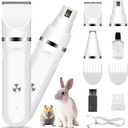 Guinea Pig & Rabbit Grooming Kit 2 in 1  Cordless Hair Clipper & Nail Grinder for Small Animals Low-Noise Rechargeable Nail Clippers Electric