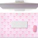 Large Pink Bows Mouse Pads Coquette Kawaii Mouse Pad 31.5 x 15.75 Inches Preppy Trendy Computer Desk Mat for Laptop with Non-Slip Rubber Base Mat Office Accessories Decor for Women