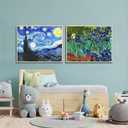 ARTISTKISS 4 Pack Paint by Numbers for Adults with Framed Canvas - with Wooden Easel,Van Gogh Paint by Number on Canvas, DIY Acrylic Oil Painting Kits with Brushes for Home Wall Decor 8x12in (MT0019)