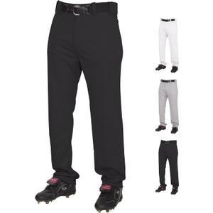 Rawlings mens Semi-Relaxed Full Length Baseball Pants | Adult Sizes | Solid | Multiple Colors Black, Small