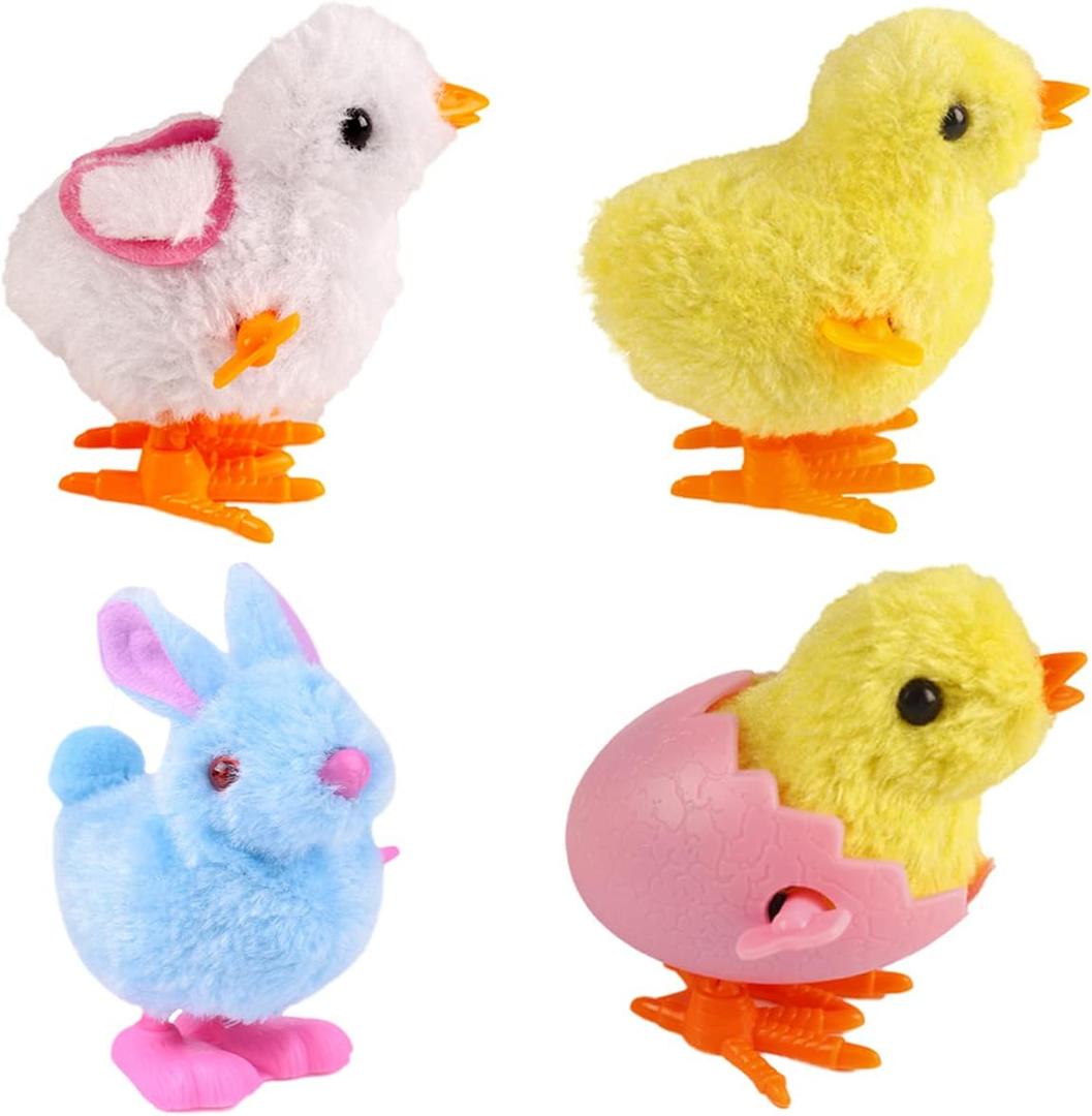 CICITOYWO Bunny and Jumping Chick Wind Up Toys Novelty Chicken Hopping Windup Toy for Kids Toddlers Adult Easter Egg Hunt Basket Stocking Stuffers Party Favors Goody Bag Fillers Gifts 