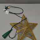 Christmas Star Tree Topper, 9.5 in Plug in Golden Glittered 3D Star Tree Topper, Metal Hollow Designed Built-in 10 Bulbs String Lights for Indoor Office Christmas New Year Holiday Tree Decoration