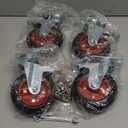 5" Swivel Caster Wheels with Safety Dual Locking and Rubber Tire Wheels, Heavy Duty - 350 Lbs Per Caster for Workbench, Cart, Trolley, Dolly, Cabinet, Compact Rubber Castor Wheels, 4-Packs