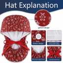 Adjustable Work Cap, Satin Lining, Forehead Sweat-Absorbing Cotton, Good Elasticity, with Buttons and Ties, Suitable for Various Occasions Multicolor