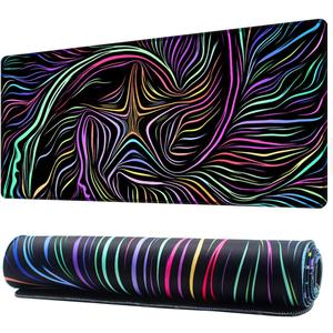 Benvo Extended Mouse Pad with Stitched Edges Extra Large Gaming Mousepads with Non-Slip Rubber Base and Micro-Weave Cloth Desk Mat for Gamer Office Home(35.4x15.7 inch, Colorful Star Line)