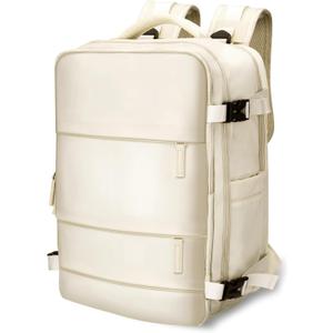 JBAOWEI Large 40L Travel Backpack  Airline & Flight Approved Carry-On Luggage, Waterproof, Durable & Lightweight Design for College, Outdoor Sports & Weekend Getaways  Cream