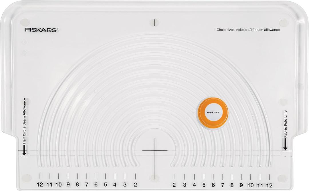 Fiskars Fabric Circle Cutter, Cut Circles in Fabric Without Tracing
11 Size Options from 2" to 12" in Diamter, Rotating & SoftGrip Handle for Smooth Cutting, Quilting, Crafts & Sewing Supplies