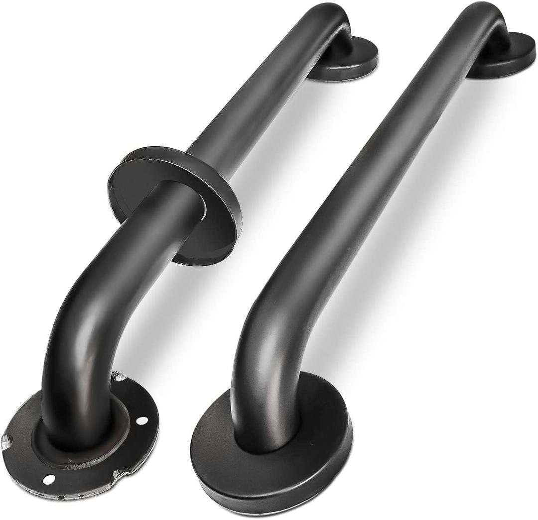 Handicap Grab Bars, 2 Pack 24 Inch Shower Grab Bar for Seniors, 304 Stainless Steel ADA Grab Bars for Bathtubs and Showers, Toilet, Safety Shower Handles for Elderly, Disabled, Injury (Matte Black) (24 inch - 1.25 inch Dia)
