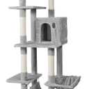 CAPHAUS 70-Inch Multi-Level Tall Cat Tree with Cute Top Perch, Scratching Posts, Cat Activity Tree w/Modern Hammock, Cat Cave Condo for Large Cats Kittens Tall Cat Climbing Play Tower (Light Grey)