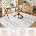 kakania 5x7 Washable Area Rug: Non Slip Soft Thin Carpet, Boho Geometric Modern Decor, Easy Clean Indoor Floor Rugs for Living Room Bedroom Kids Dorm Office Dining - Grey