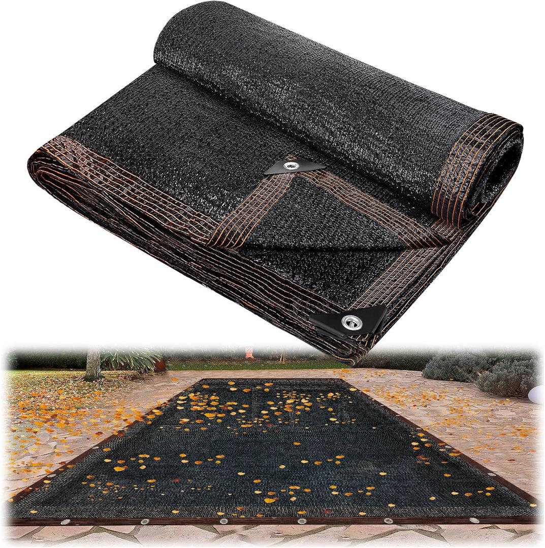 9.7lb Fine Mesh Pool Leaf Net Cover- Heavy-Duty Rectangle Leaf Netting with Reinforced Gromments, 39x23ft Pool Cover Screen for 36x18ft Inground or Above Ground Pools Catching Leaves Debris