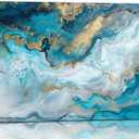 Abstract Wall Art Decor Teal Blue Marble Canvas Pictures for Wall Modern Abstract Watercolor Ink Lines Painting for Living Room Contemporary Abstract Art Print for Bedroom Home Office Decorations(20" x 40")
