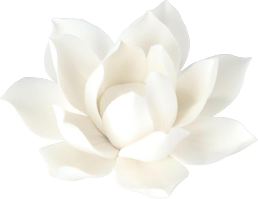 Leadigol White Lotus Incense Holder,3.9 Inch Ceramic White Lotus Incense Burner,Ceramic Flowers Stick Incense Burner Holder,for Home Decor