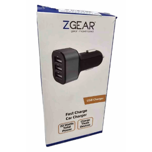 ZGEAR Fast Car Charger - Three USB Ports - 22W