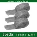 Steel Wool Rust-Proof 3 Packs 3 inch x 12 FT Fine Steel Wool Gap Blocker for Hole Filling, Protect Against Animals in Holes Holes, Siding, Pipeline, Vents for Garden, Garage,
