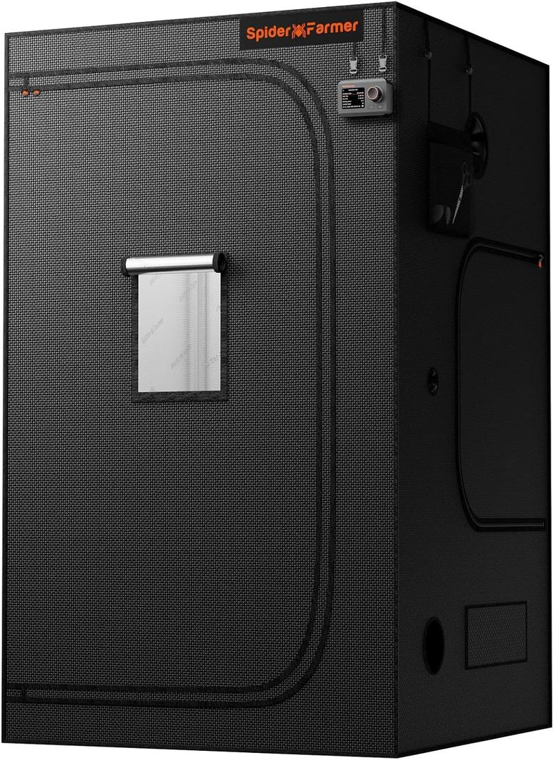 Spider Farmer 4x4 Grow Tent, 48"x48"x80", with Hook for Controller, Enlarged View Window, 1680D Thicken Mylar Canvas, Removable Floor Tray for Indoor Hydroponic Growing for SF4000, SE5000, G5000