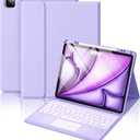 Hamile for iPad Air 13-inch Case Keyboard (M3/M2) - Magnetic Wireless Keyboard with Multi-Touch Trackpad 7 Colors Backlit Stain Proof Folio Cover for iPad Pro 12.9 6th 5th 4th 3rd Generation - Purple