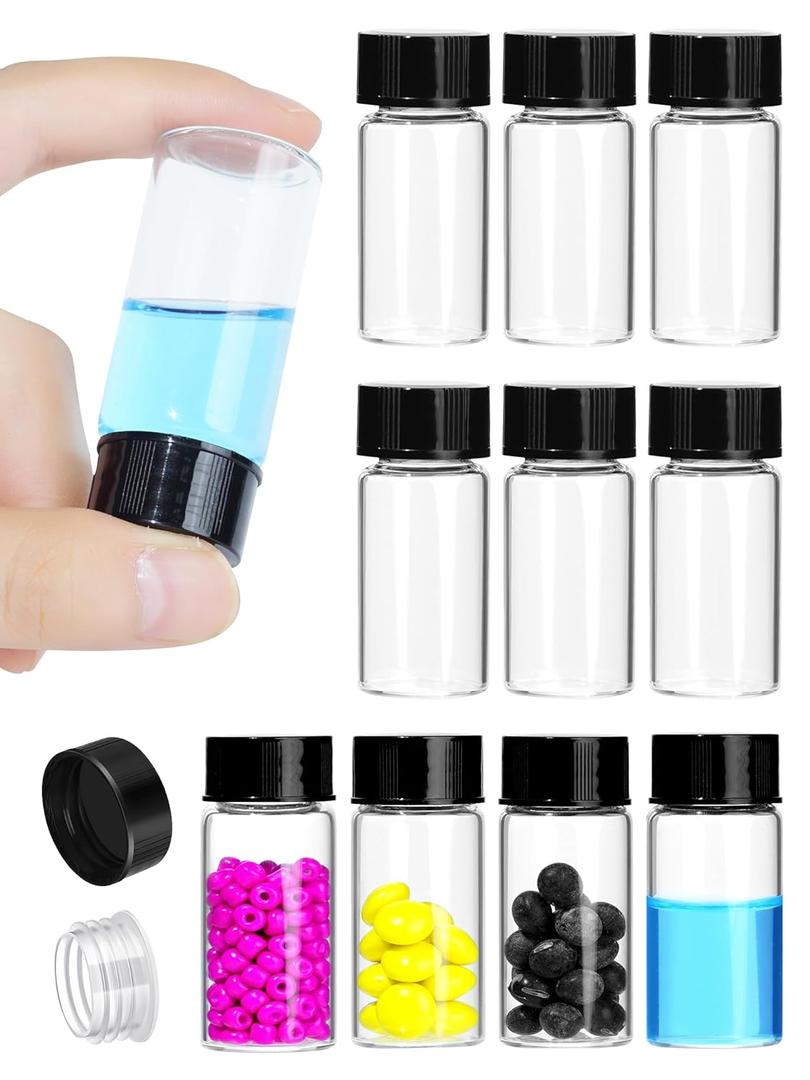 10ml Clear Small Glass Vials with Screw Caps, Small Vials for Essential Oil, Leak-Proof Sample Vials with Lids(10pcs)