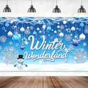 Large 71" X 43" Winter Wonderland Backdrop, Winter Wonderland Decorations for Holiday Party Decorations Indoor Outdoor Banner