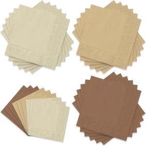 Whaline 150Pcs Brown Paper Napkins 3 Colors Disposable Napkins Brown Theme Fall Dinner Napkin for Farmhouse Wedding Birthday Party Celebration Gathering Supplies Table Decorations