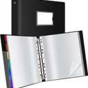 Uquelic 50-Pocket Binder with Plastic Sleeves for Letter/A4 Size(11" x 8.5"), Document Binder Organizer for Papers, Certificates and Artwork, Colorful PP Divider Pages for Presentation (Black&rainbow)