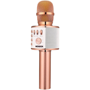 BONAOK Wireless Bluetooth Karaoke Microphone,3-in-1 Portable Handheld Karaoke Mic Speaker Machine Home Party Birthday for All Smartphones PC(Q37 Rose Gold)