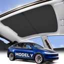 Zanch Tesla New Model Y Juniper Accessories Sunshade Roof [2025 Cooling Tech, Heat Insulation] Magnetic No Sag Foldable Roof Glass Sun Shade for Model Y (2020-2025) Tesla Accessories 2025-2026, Black