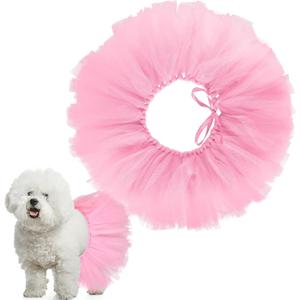 Dog Tutu Tulle Tutu for Dogs Small Large Medium Puppy Dress Ballerina Costume Skirt for Holiday Puppy Cats Bunny Pet Outfit Birthday Wedding Party Photo Prop Supplies(Pink)