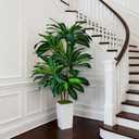Artificial Dracaena Plant 5FT - Fake Tree with Tall Planter and Fairy Lights, Artificial Trees Faux Yucca Plants Indoor, Fake Plants for Home Office Living Room Decor Christmas