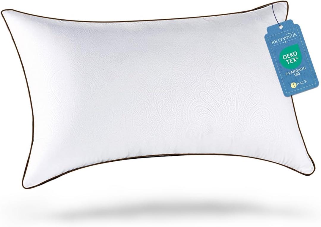 JOLLYVOGUE Pillows Queen Size for Sleeping, Soft and Supportive Bed Pillow with Down Alternative Filling for Side and Back Sleepers, Hotel Collection (Queen (Pack of 1), White)