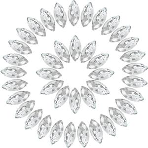 Horse Eye Crystal Rhinestones White Clear Navette Point Back Gems Faceted Glass Rhinestones for Crafts, Jewelry Making 7x15MM 50Pcs