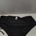Daci Black Women Mid Waist Bikini Bottoms - Full Coverage Swim Bathing Suit Bottom Side Tied Swimsuit Bottoms M