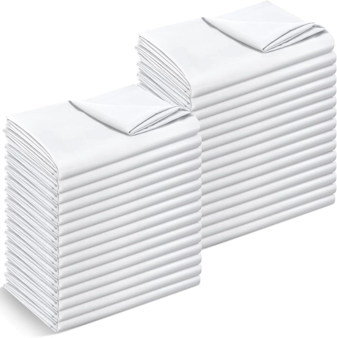 30 Pack Twin Flat Sheets Bulk Soft Microfiber Massage Spa Bed Sheet Dust Poof Cover for Hospital Hotel Airbab Dorm Home Windows Curtain(White,Twin)