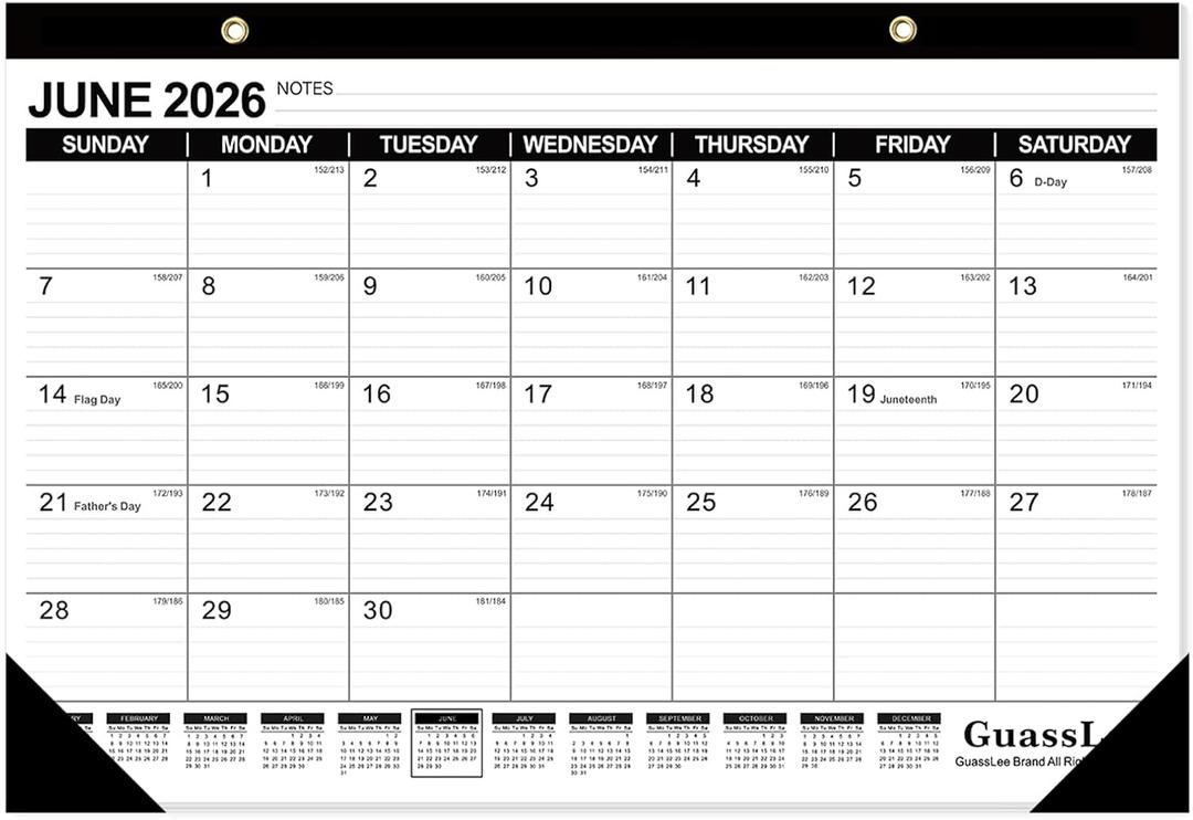 GuassLee Desk Calendar 2026-2027 - 19 Months Academic Calendar 17"  11.5" Desktop Calendar from Jun. 2026 to Dec. 2027 with Julian Date for Home School Office Desk Top Organizing