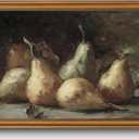 Gold Framed Wall Art Vintage Pear Still Life Canvas Art Farmhouse Fruits Picture Wall Decor Antique Prints Rustic Kitchen Paintings Country Artwork for Bedroom Bathroom Living Room 16x24 Inch