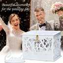 Jolik Wedding Money Box Holder with Sign, Large Rustic Wood Wooden DIY Envelop Gift Card Shadow Boxes with Lock Slot for Reception Anniversary Graduation Birthday Party Parties (Mr & Mrs, White)