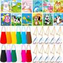 Ireer 84 Pcs Paint Party Set Include 12 Animal Pre Drawn Canvas, Brushes, Palettes, 12 Set Acrylic Paints, Apron Canvas, Painting Kit for Birthday Party Gift Creative Supplies(5 x 7 Inches)