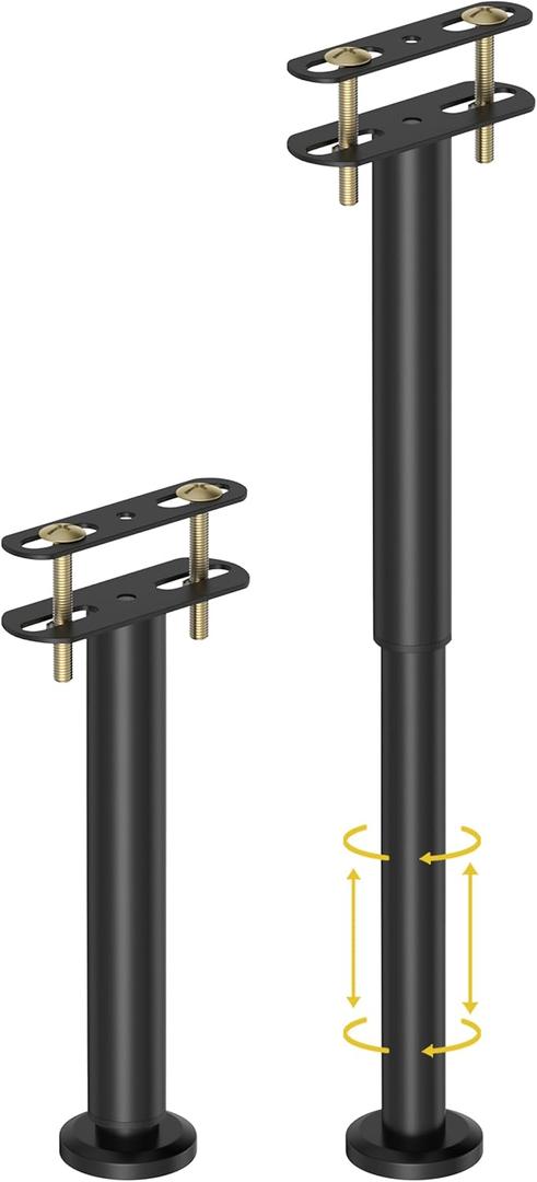 2 Pcs Adjustable Height Bed Support Legs 10-17 inch, Bed Frame Center Support Legs for Bed Frame/Bed Center Slat/Furniture, Heavy Duty Metal Bed Replacement Legs Bed Slats Support Legs